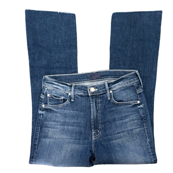 MOTHER Insider Crop Step Fray Blue Denim Jeans Love on the Edge Heart Size 27 - Picture 6 of 16